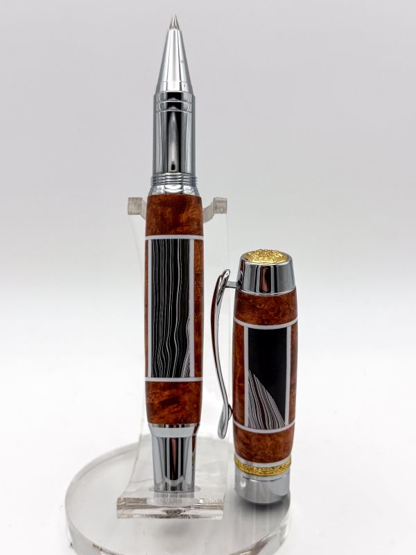 Jeep Fordite Rollerball with Segmented Chechen Burl