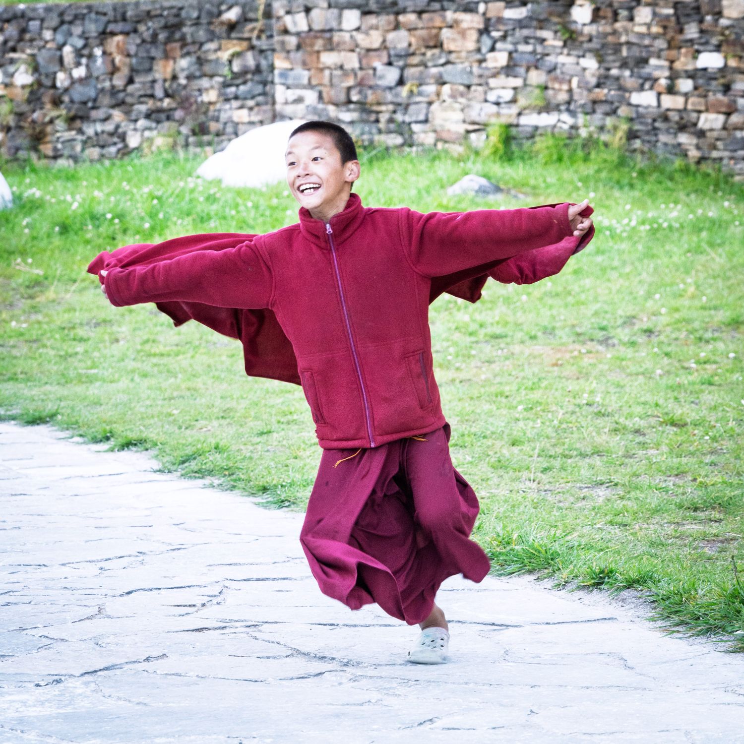 Young Monk Running